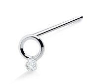 Stone Ring Shaped Silver Straight Nose Stud NSKA-43